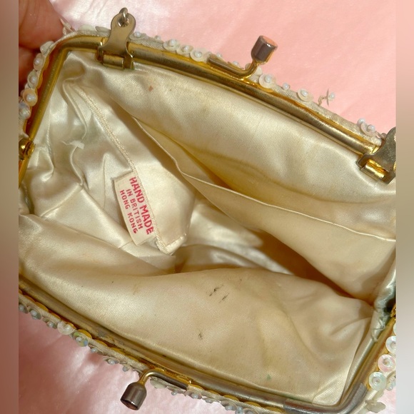 Vintage 60s Ivory beaded sequined evening bag - Picture 5 of 5